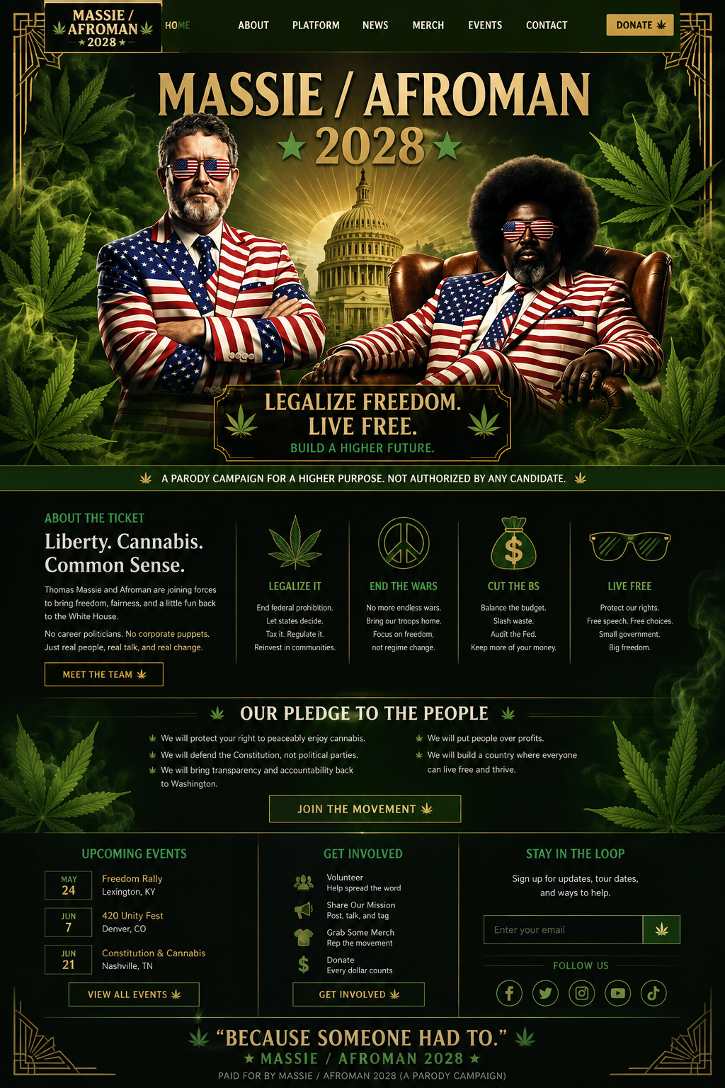 Massie / Afroman 2028 parody campaign poster